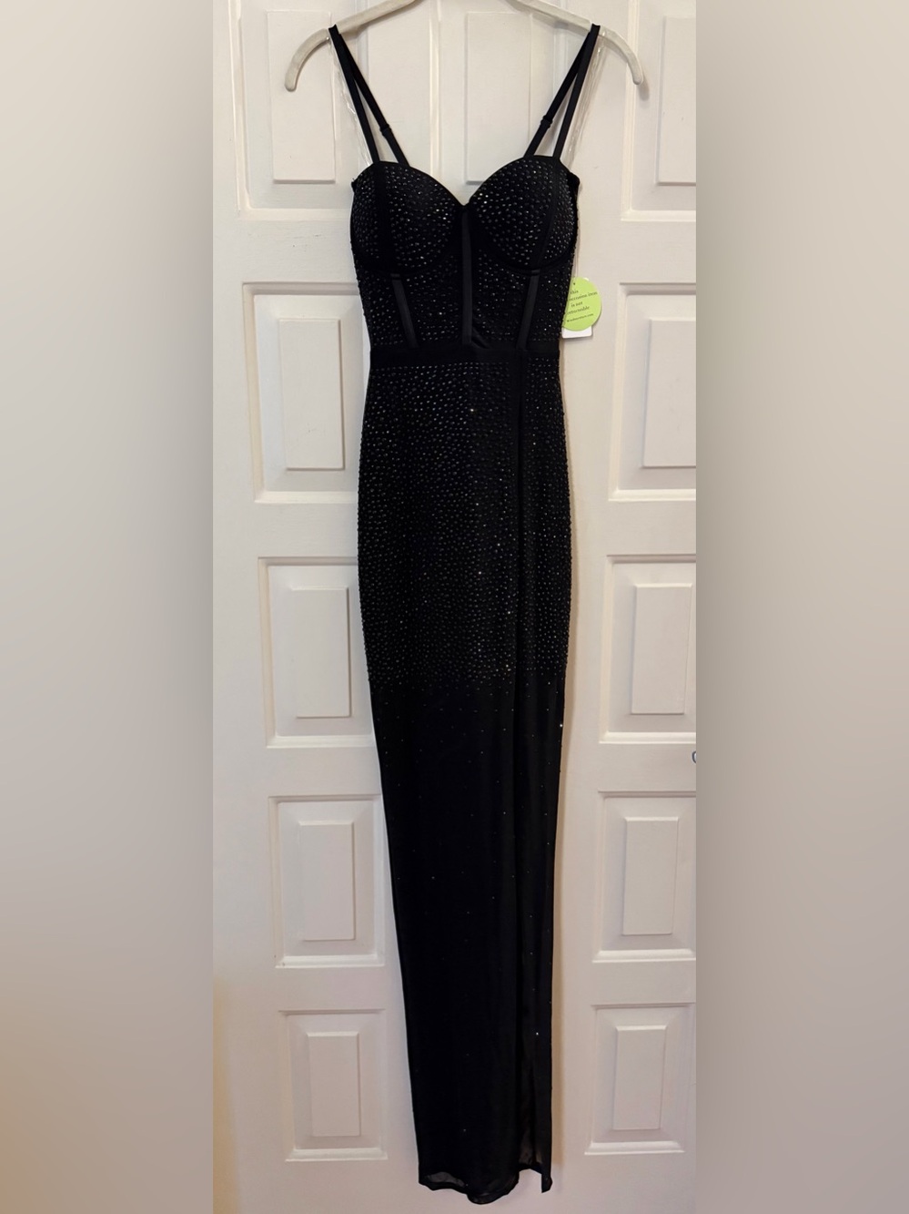 Windsor Taylor Black Rhinestone Bustier Maxi Dress